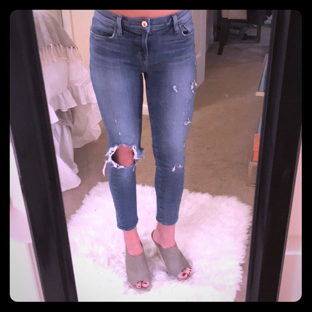 J Brand New Ripped Blue Capri Jeans Sz 26!